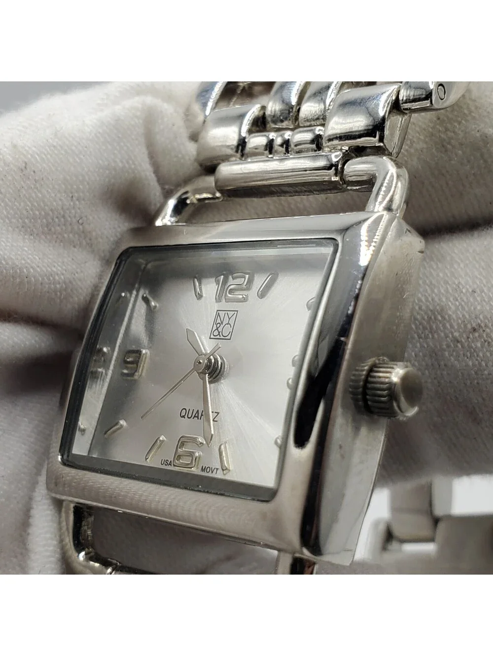 NY&C Watch 26mm Womens Rectangle Silver Tone New Battery